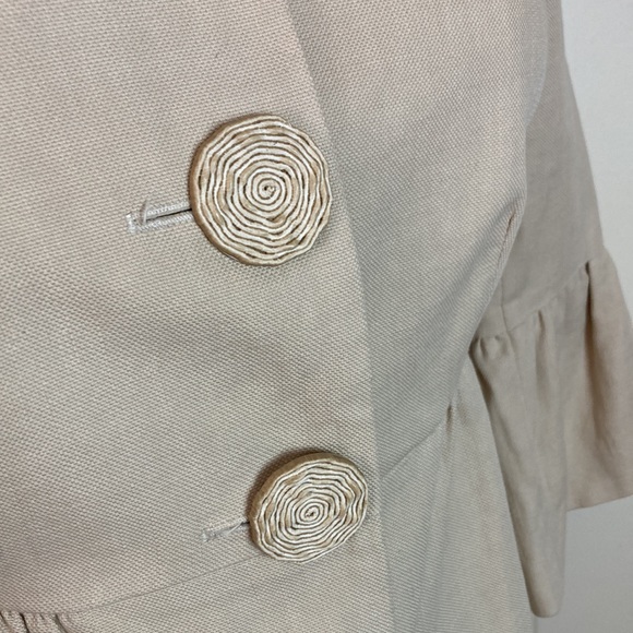 LK Bennet Linen Ruffle Blazer 10 Lightweight Party Jacket Khaki Tan - Picture 3 of 7